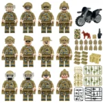 Набір мініфігурки військових в пустельному камуфляжі, 12 фігурок + зброя, амуніція й аксесуари
