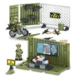 Набір військова база, 4 фігурки військивих + зброя та амуніція